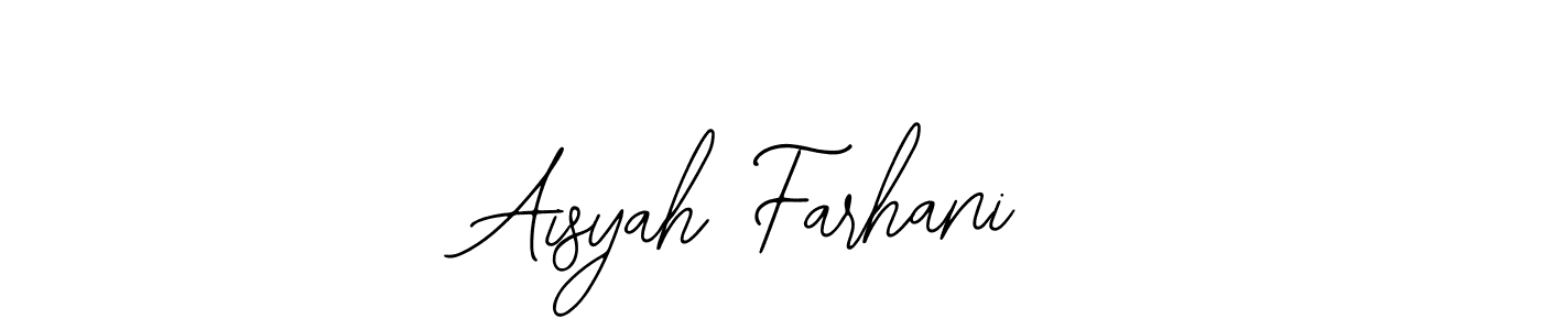 How to make Aisyah Farhani name signature. Use Bearetta-2O07w style for creating short signs online. This is the latest handwritten sign. Aisyah Farhani signature style 12 images and pictures png