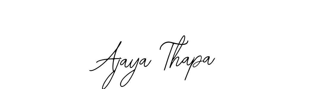 The best way (Bearetta-2O07w) to make a short signature is to pick only two or three words in your name. The name Ajaya Thapa include a total of six letters. For converting this name. Ajaya Thapa signature style 12 images and pictures png