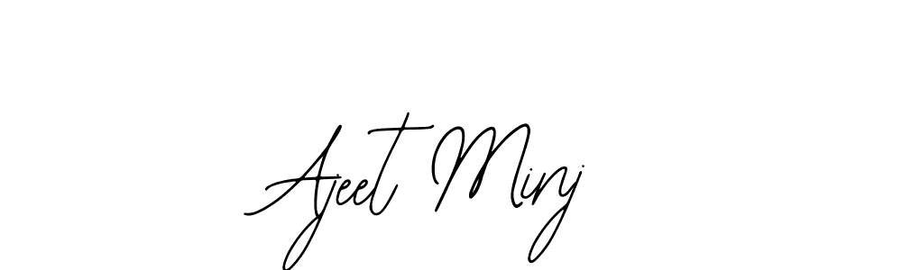 How to make Ajeet Minj name signature. Use Bearetta-2O07w style for creating short signs online. This is the latest handwritten sign. Ajeet Minj signature style 12 images and pictures png