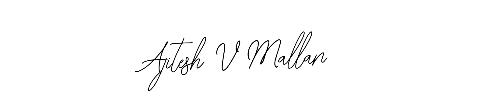 How to make Ajitesh V Mallan name signature. Use Bearetta-2O07w style for creating short signs online. This is the latest handwritten sign. Ajitesh V Mallan signature style 12 images and pictures png