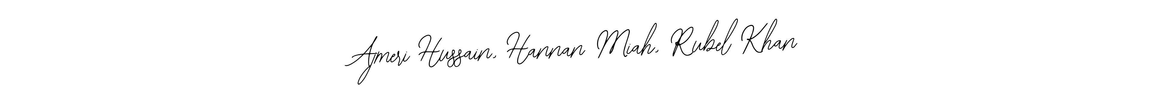 The best way (Bearetta-2O07w) to make a short signature is to pick only two or three words in your name. The name Ajmeri Hussain, Hannan Miah, Rubel Khan include a total of six letters. For converting this name. Ajmeri Hussain, Hannan Miah, Rubel Khan signature style 12 images and pictures png