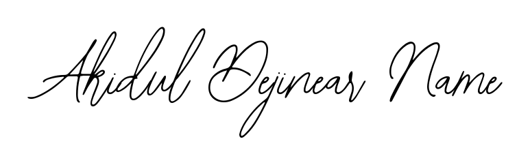 Designed for modern professionals: Akidul Dejinear Name name signature crafted with Bearetta-2O07w script. Ready for digital PDF workflows. Akidul Dejinear Name signature style 12 images and pictures png