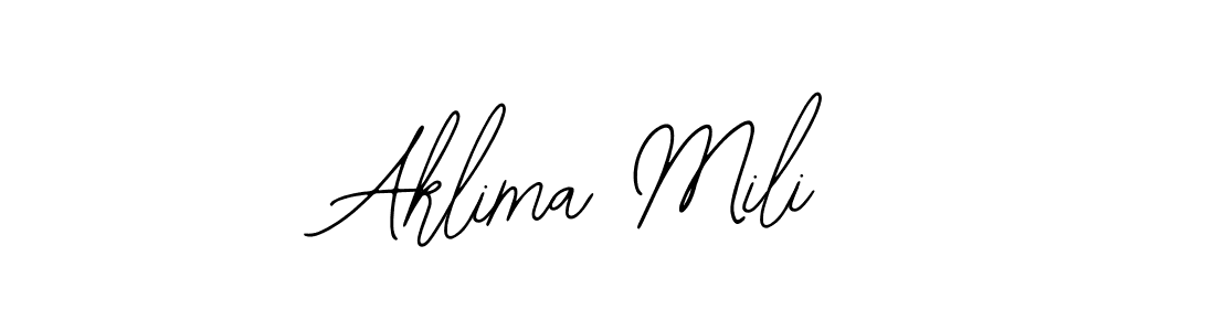 The best way (Bearetta-2O07w) to make a short signature is to pick only two or three words in your name. The name Aklima Mili include a total of six letters. For converting this name. Aklima Mili signature style 12 images and pictures png