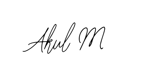 How to make Akul M name signature. Use Bearetta-2O07w style for creating short signs online. This is the latest handwritten sign. Akul M signature style 12 images and pictures png