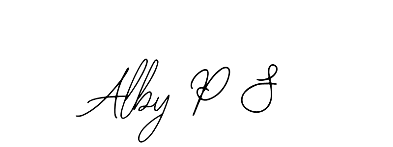 The best way (Bearetta-2O07w) to make a short signature is to pick only two or three words in your name. The name Alby P S include a total of six letters. For converting this name. Alby P S signature style 12 images and pictures png