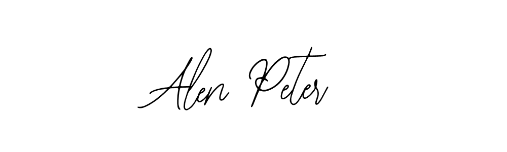 You should practise on your own different ways (Bearetta-2O07w) to write your name (Alen Peter) in signature. don't let someone else do it for you. Alen Peter signature style 12 images and pictures png