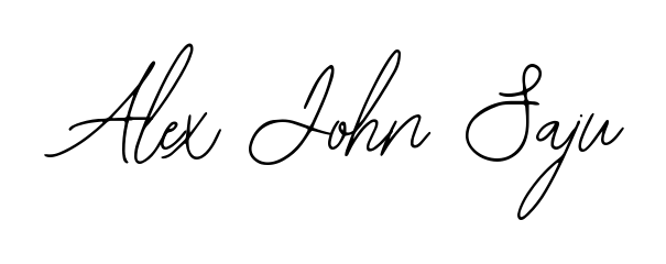 Give your name Alex John Saju an exquisite flair with the Bearetta-2O07w script font. Ideal for contracts, resumes, and formal letterheads. Alex John Saju signature style 12 images and pictures png