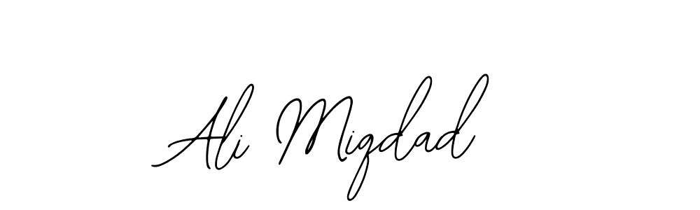 The best way (Bearetta-2O07w) to make a short signature is to pick only two or three words in your name. The name Ali Miqdad include a total of six letters. For converting this name. Ali Miqdad signature style 12 images and pictures png