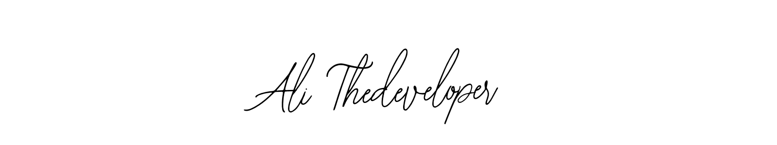 You should practise on your own different ways (Bearetta-2O07w) to write your name (Ali Thedeveloper) in signature. don't let someone else do it for you. Ali Thedeveloper signature style 12 images and pictures png