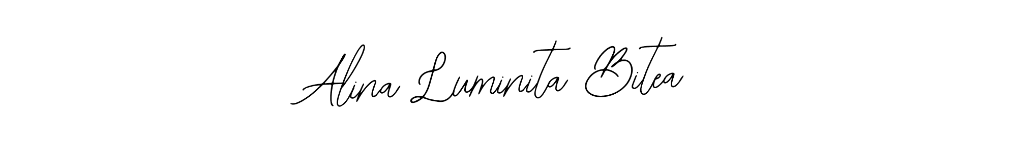 You should practise on your own different ways (Bearetta-2O07w) to write your name (Alina Luminita Bitea) in signature. don't let someone else do it for you. Alina Luminita Bitea signature style 12 images and pictures png