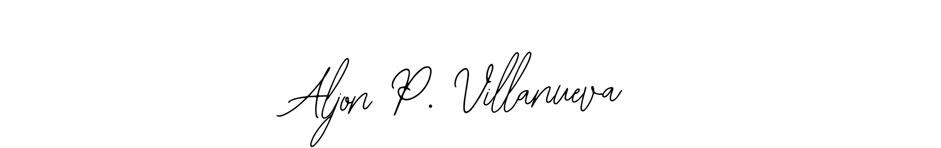 The best way (Bearetta-2O07w) to make a short signature is to pick only two or three words in your name. The name Aljon P. Villanueva include a total of six letters. For converting this name. Aljon P. Villanueva signature style 12 images and pictures png