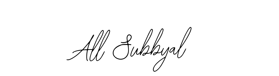 The best way (Bearetta-2O07w) to make a short signature is to pick only two or three words in your name. The name All Subbyal include a total of six letters. For converting this name. All Subbyal signature style 12 images and pictures png