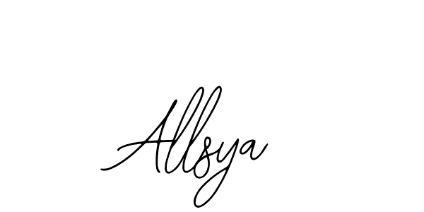 Use a signature maker to create a handwritten signature online. With this signature software, you can design (Bearetta-2O07w) your own signature for name Allsya. Allsya signature style 12 images and pictures png