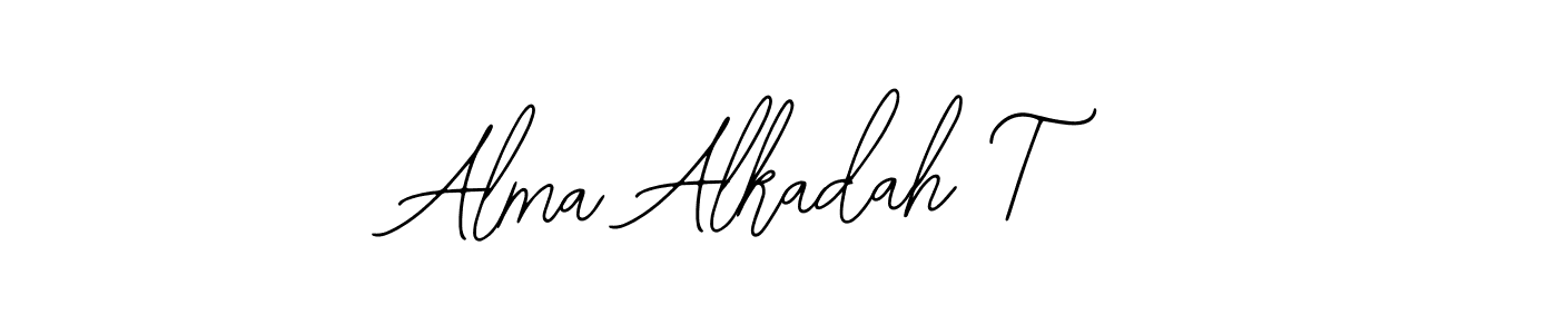 This is the best signature style for the Alma Alkadah T name. Also you like these signature font (Bearetta-2O07w). Mix name signature. Alma Alkadah T signature style 12 images and pictures png