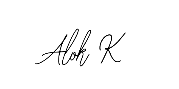 How to make Alok K name signature. Use Bearetta-2O07w style for creating short signs online. This is the latest handwritten sign. Alok K signature style 12 images and pictures png