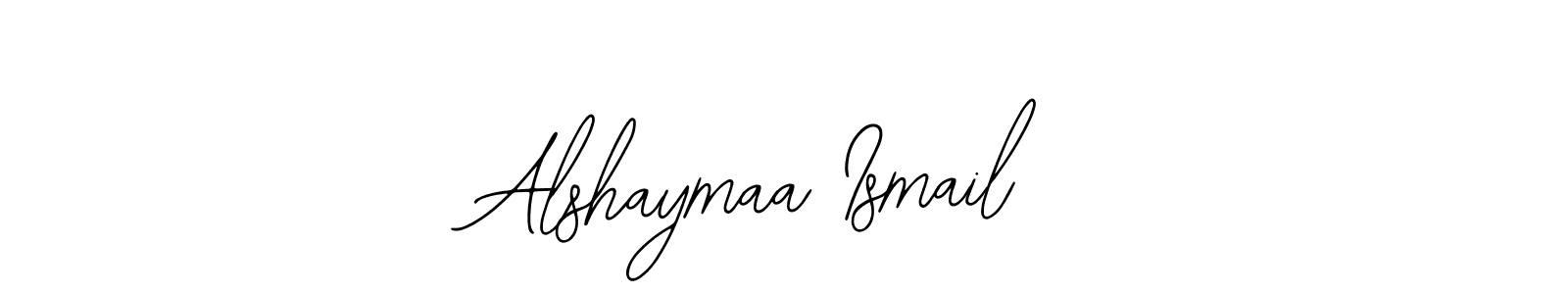 The best way (Bearetta-2O07w) to make a short signature is to pick only two or three words in your name. The name Alshaymaa Ismail include a total of six letters. For converting this name. Alshaymaa Ismail signature style 12 images and pictures png