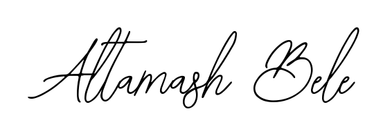 Designed for modern professionals: Altamash Bele name signature crafted with Bearetta-2O07w script. Ready for digital PDF workflows. Altamash Bele signature style 12 images and pictures png