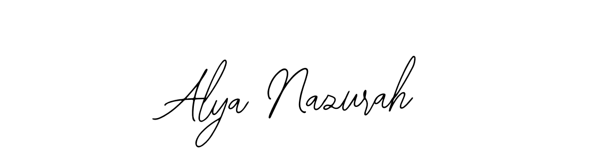 if you are searching for the best signature style for your name Alya Nazurah. so please give up your signature search. here we have designed multiple signature styles  using Bearetta-2O07w. Alya Nazurah signature style 12 images and pictures png