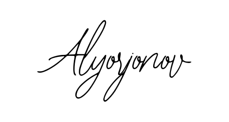 The Bearetta-2O07w handwriting style adds charm and authenticity to name Alyorjonov. A wonderful choice for personal thank-you notes. Alyorjonov signature style 12 images and pictures png