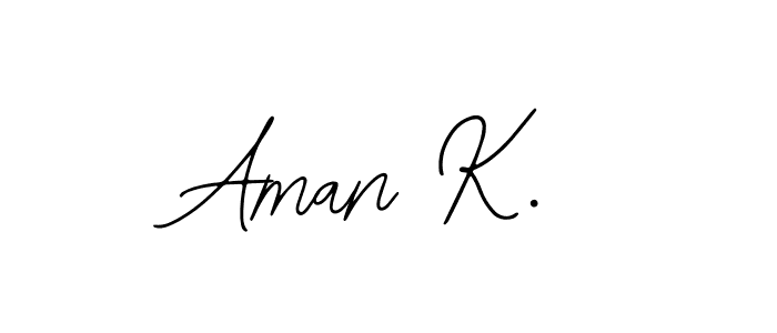 How to make Aman K. name signature. Use Bearetta-2O07w style for creating short signs online. This is the latest handwritten sign. Aman K. signature style 12 images and pictures png