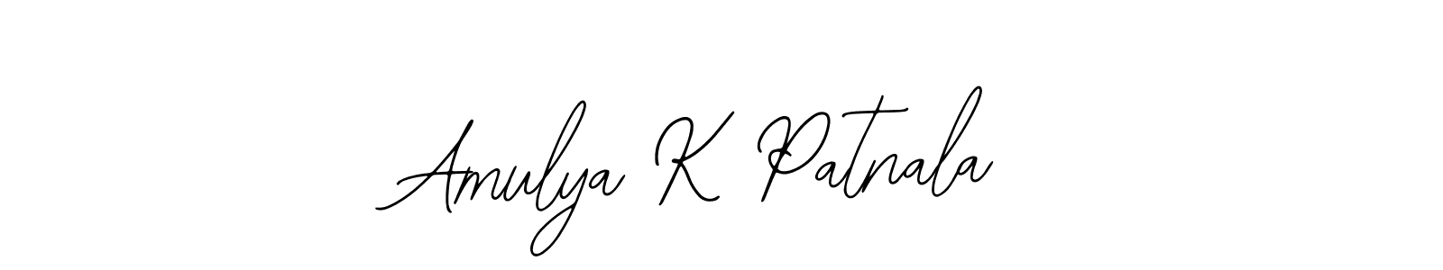 You should practise on your own different ways (Bearetta-2O07w) to write your name (Amulya K Patnala) in signature. don't let someone else do it for you. Amulya K Patnala signature style 12 images and pictures png