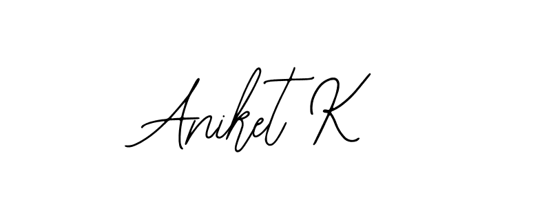 if you are searching for the best signature style for your name Aniket K. so please give up your signature search. here we have designed multiple signature styles  using Bearetta-2O07w. Aniket K signature style 12 images and pictures png