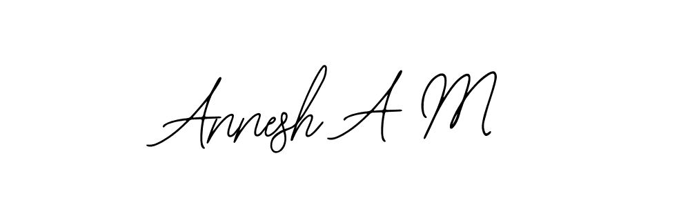 You should practise on your own different ways (Bearetta-2O07w) to write your name (Annesh A M) in signature. don't let someone else do it for you. Annesh A M signature style 12 images and pictures png
