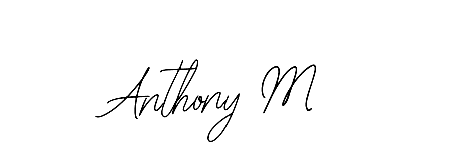 How to make Anthony M name signature. Use Bearetta-2O07w style for creating short signs online. This is the latest handwritten sign. Anthony M signature style 12 images and pictures png