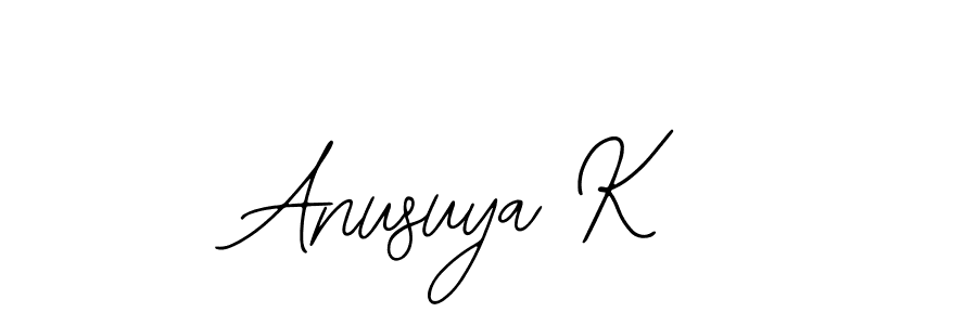 Use a signature maker to create a handwritten signature online. With this signature software, you can design (Bearetta-2O07w) your own signature for name Anusuya K. Anusuya K signature style 12 images and pictures png