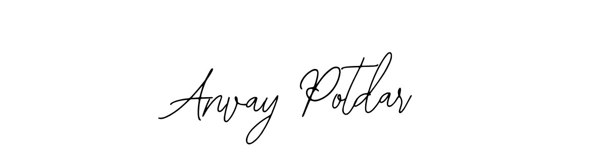 The best way (Bearetta-2O07w) to make a short signature is to pick only two or three words in your name. The name Anvay Potdar include a total of six letters. For converting this name. Anvay Potdar signature style 12 images and pictures png