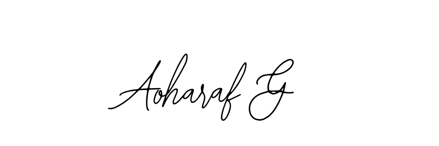 How to make Aoharaf G name signature. Use Bearetta-2O07w style for creating short signs online. This is the latest handwritten sign. Aoharaf G signature style 12 images and pictures png