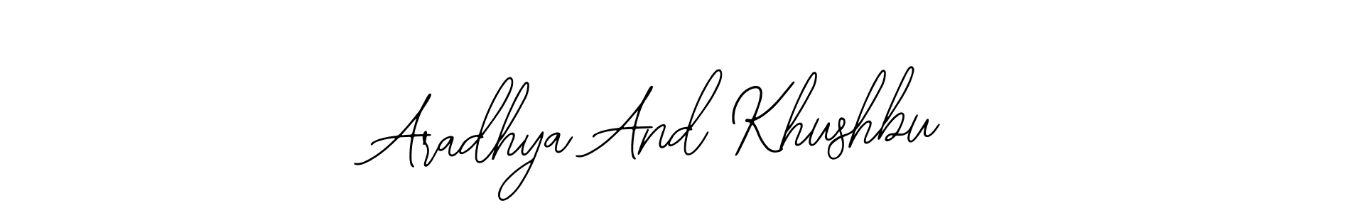 Bearetta-2O07w is a professional signature style that is perfect for those who want to add a touch of class to their signature. It is also a great choice for those who want to make their signature more unique. Get Aradhya And Khushbu name to fancy signature for free. Aradhya And Khushbu signature style 12 images and pictures png