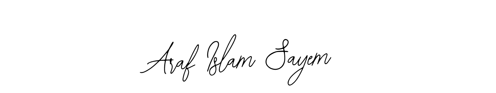 The best way (Bearetta-2O07w) to make a short signature is to pick only two or three words in your name. The name Araf Islam Sayem include a total of six letters. For converting this name. Araf Islam Sayem signature style 12 images and pictures png