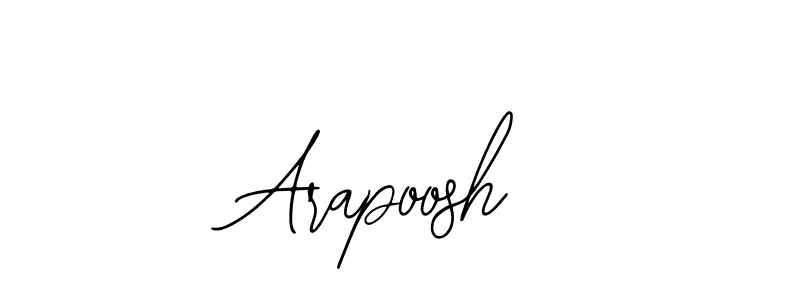 Use a signature maker to create a handwritten signature online. With this signature software, you can design (Bearetta-2O07w) your own signature for name Arapoosh. Arapoosh signature style 12 images and pictures png