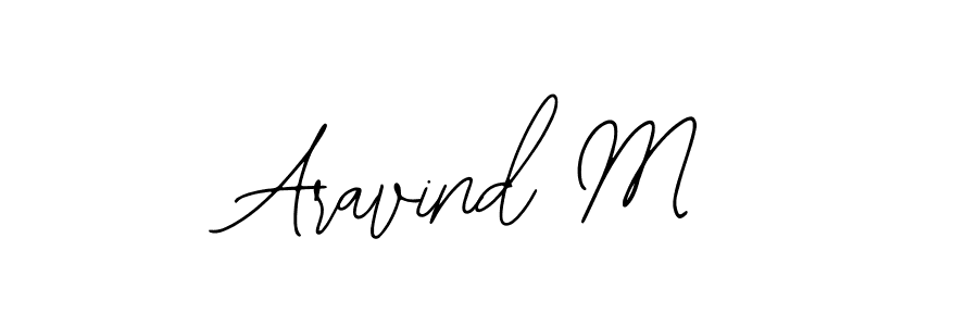 How to make Aravind M name signature. Use Bearetta-2O07w style for creating short signs online. This is the latest handwritten sign. Aravind M signature style 12 images and pictures png
