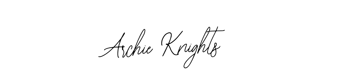 How to make Archie Knights name signature. Use Bearetta-2O07w style for creating short signs online. This is the latest handwritten sign. Archie Knights signature style 12 images and pictures png