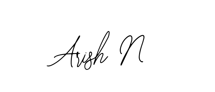 How to make Arish N name signature. Use Bearetta-2O07w style for creating short signs online. This is the latest handwritten sign. Arish N signature style 12 images and pictures png