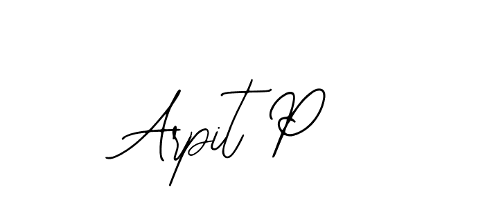 How to make Arpit P name signature. Use Bearetta-2O07w style for creating short signs online. This is the latest handwritten sign. Arpit P signature style 12 images and pictures png