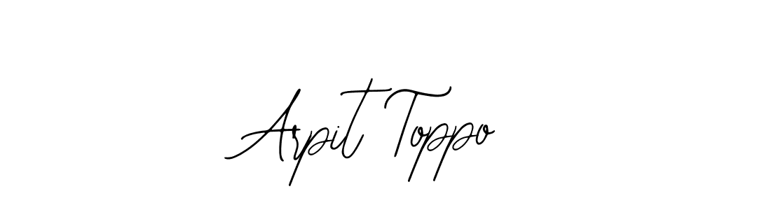How to make Arpit Toppo name signature. Use Bearetta-2O07w style for creating short signs online. This is the latest handwritten sign. Arpit Toppo signature style 12 images and pictures png