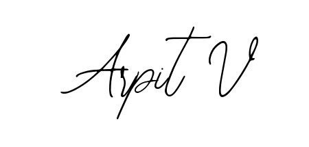 Explore multiple handwriting variations for Arpit V including this stunning Bearetta-2O07w design. Free to use across all platforms. Arpit V signature style 12 images and pictures png