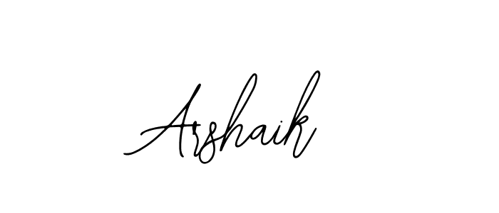 How to make Arshaik name signature. Use Bearetta-2O07w style for creating short signs online. This is the latest handwritten sign. Arshaik signature style 12 images and pictures png