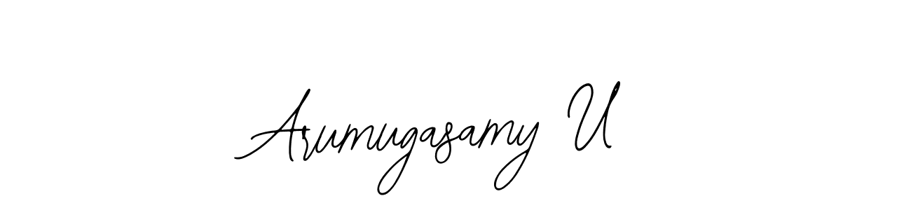 How to make Arumugasamy U name signature. Use Bearetta-2O07w style for creating short signs online. This is the latest handwritten sign. Arumugasamy U signature style 12 images and pictures png
