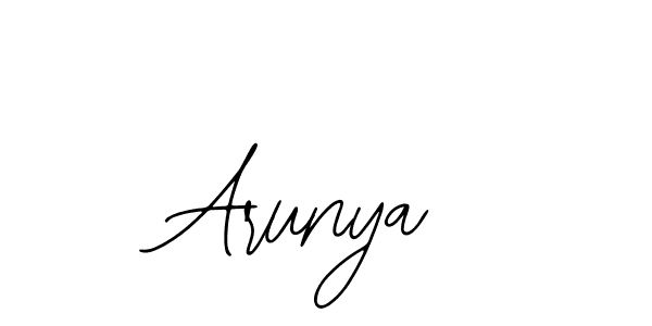 How to make Arunya name signature. Use Bearetta-2O07w style for creating short signs online. This is the latest handwritten sign. Arunya signature style 12 images and pictures png