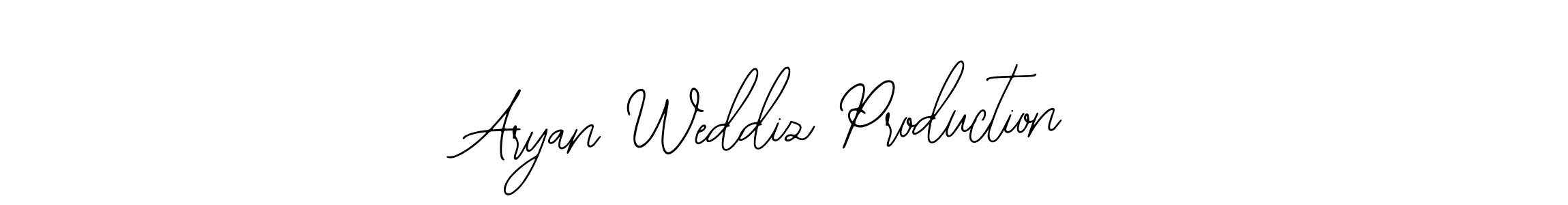 Bearetta-2O07w is a professional signature style that is perfect for those who want to add a touch of class to their signature. It is also a great choice for those who want to make their signature more unique. Get Aryan Weddiz Production name to fancy signature for free. Aryan Weddiz Production signature style 12 images and pictures png