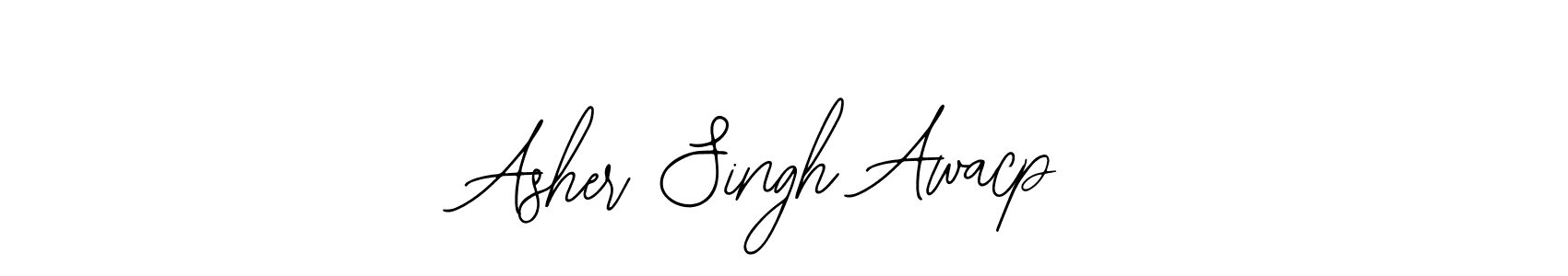 How to make Asher Singh Awacp name signature. Use Bearetta-2O07w style for creating short signs online. This is the latest handwritten sign. Asher Singh Awacp signature style 12 images and pictures png