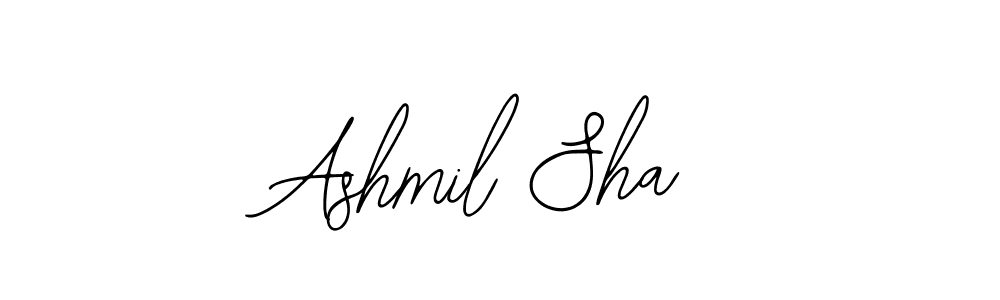 You should practise on your own different ways (Bearetta-2O07w) to write your name (Ashmil Sha) in signature. don't let someone else do it for you. Ashmil Sha signature style 12 images and pictures png