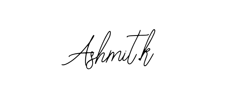 The best way (Bearetta-2O07w) to make a short signature is to pick only two or three words in your name. The name Ashmit.k include a total of six letters. For converting this name. Ashmit.k signature style 12 images and pictures png