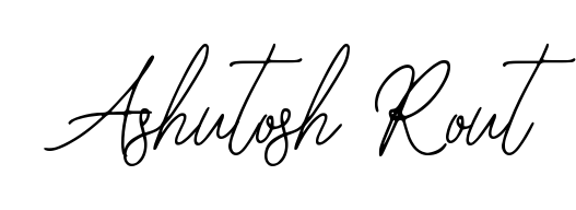 A sleek calligraphic signature for name Ashutosh Rout utilizing Bearetta-2O07w styling. Great for adding personal signatures to photos and art. Ashutosh Rout signature style 12 images and pictures png