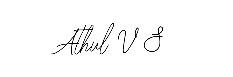 The best way (Bearetta-2O07w) to make a short signature is to pick only two or three words in your name. The name Athul V S include a total of six letters. For converting this name. Athul V S signature style 12 images and pictures png