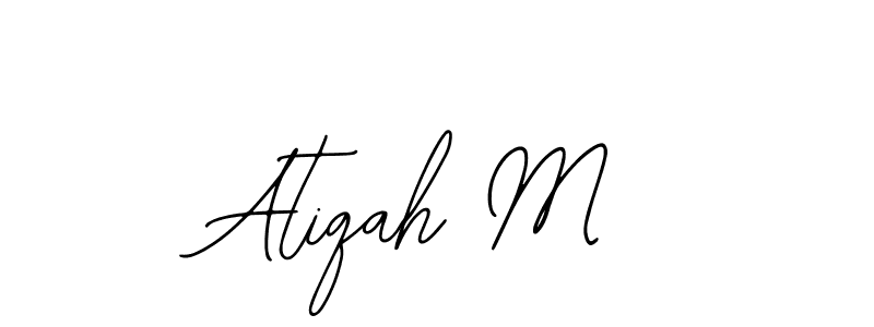 The best way (Bearetta-2O07w) to make a short signature is to pick only two or three words in your name. The name Atiqah M include a total of six letters. For converting this name. Atiqah M signature style 12 images and pictures png